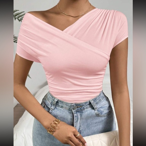 Elegant PinkOff-Shoulder Top